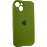 Накладка (з мікрофіброю) Silicon Case Full Camera для iPhone 15 (6.1)- оливковий