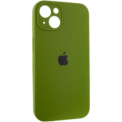 Накладка (з мікрофіброю) Silicon Case Full Camera для iPhone 15 (6.1)- оливковий
