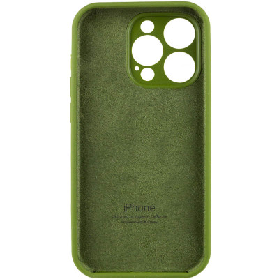 Накладка (з мікрофіброю) Silicon Case Full Camera для iPhone 15 (6.1)- оливковий