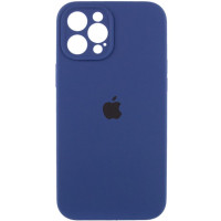 Накладка (з мікрофіброю) Silicon Case Full Camera для iPhone 15 Pro (6.1)- темно-синій