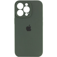 Накладка (з мікрофіброю) Silicon Case Full Camera для iPhone 15 Pro (6.1)- темно-зелений