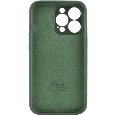 Накладка (з мікрофіброю) Silicon Case Full Camera для iPhone 15 Pro Max (6.7)- темно-зелений