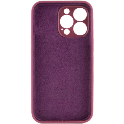 Накладка (з мікрофіброю) Silicon Case Full Camera для iPhone 15 Pro Max (6.7)- марсала