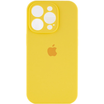 Накладка (з мікрофіброю) Silicon Case Full Camera для iPhone 15 Pro Max (6.7)- лимонний