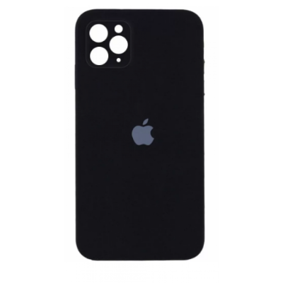 Накладка (з мікрофіброю) Silicon Case Full Camera для iPhone 11 Pro Max квадратні кути- чорний