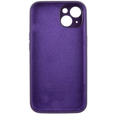 Накладка (з мікрофіброю) Silicon Case Full Camera для iPhone 14 (6.1)- темно-фіолетовий