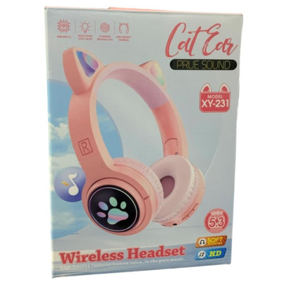 Bluetooth навушники CAT Ear XY-231 LED (Вушка)- темно-синій