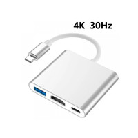 Перехідник (конвертер) 4K Type-C to Device 3в1 (HDMI+USB3.0+Type-C)- білий Перехідник (конвертер) 4K Type-C to Device 3в1 (HDMI+USB3.0+Type-C)- білий
