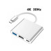 Перехідник (конвертер) 4K Type-C to Device 3в1 (HDMI+USB3.0+Type-C)- білий
