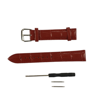 Ремінець для годинника універсальний Genuine Leather Croco 18мм- червоний