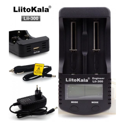 Зарядний пристрій LiitoKala Lii-300 (на 2 АКБ) + авто адаптер Зарядний пристрій LiitoKala Lii-300 (на 2 АКБ) + авто адаптер