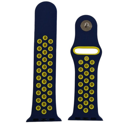 Ремінець Sport перфорація для Apple Watch 38/40/41/42mm(ser.10)- синій з жовтим Ремінець Sport перфорація для Apple Watch 38/40/41/42mm(ser.10)- синій з жовтим