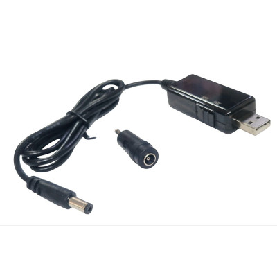 Кабель живлення для роутера / модема 2в1 USB-DC 5.5 з 5V на 9V/12V (з перетворювачем) Кабель живлення для роутера / модема 2в1 USB-DC 5.5 з 5V на 9V/12V (з перетворювачем)