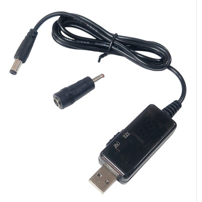 Кабель живлення для роутера / модема 2в1 USB-DC 5.5 з 5V на 9V/12V (з перетворювачем) Кабель живлення для роутера / модема 2в1 USB-DC 5.5 з 5V на 9V/12V (з перетворювачем)