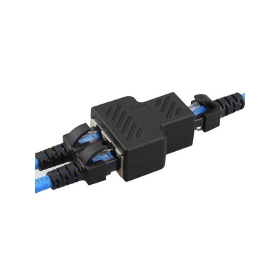 Перехідник-розгалужувач крученої пари UTP Rj-45 F to 2*RJ-45 F (1 Rj45 to 2 Rj45)- чорний Перехідник-розгалужувач крученої пари UTP Rj-45 F to 2*RJ-45 F (1 Rj45 to 2 Rj45)- чорний
