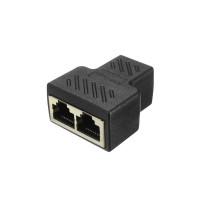 Перехідник-розгалужувач крученої пари UTP Rj-45 F to 2*RJ-45 F (1 Rj45 to 2 Rj45)- чорний Перехідник-розгалужувач крученої пари UTP Rj-45 F to 2*RJ-45 F (1 Rj45 to 2 Rj45)- чорний