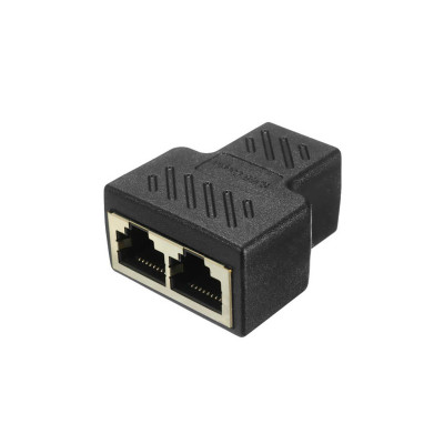 Перехідник-розгалужувач крученої пари UTP Rj-45 F to 2*RJ-45 F (1 Rj45 to 2 Rj45)- чорний Перехідник-розгалужувач крученої пари UTP Rj-45 F to 2*RJ-45 F (1 Rj45 to 2 Rj45)- чорний