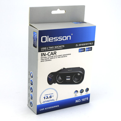 Автомобільний розгалужувач Olesson 1675 2USB / 2 гнізда прикурювача (12V/24V) Автомобільний розгалужувач Olesson 1675 2USB / 2 гнізда прикурювача (12V/24V)