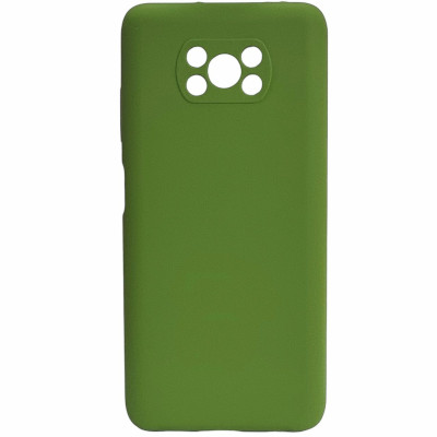 Накладка (з мікрофіброю) Silicone Cover Lakshmi Full Camera для Xiaomi Poco X3 / Poco X3 Pro- темно-зелений
