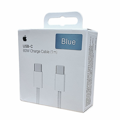 USB-C кабель Apple color textile 60W Type-C to Type-C- блакитний