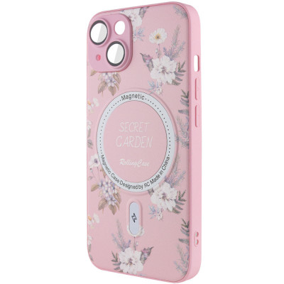 Накладка Secret Garden with Magnetic для iPhone 14 (6.1`)- рожевий Накладка Secret Garden with Magnetic для iPhone 14 (6.1`)- рожевий