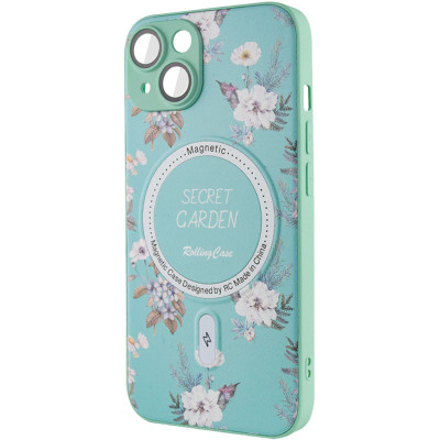 Накладка Secret Garden with Magnetic для iPhone 14 (6.1`)- м`ятний Накладка Secret Garden with Magnetic для iPhone 14 (6.1`)- м`ятний