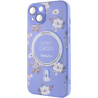 Накладка Secret Garden with Magnetic для iPhone 15 (6.1``)- бузковий Накладка Secret Garden with Magnetic для iPhone 15 (6.1``)- бузковий