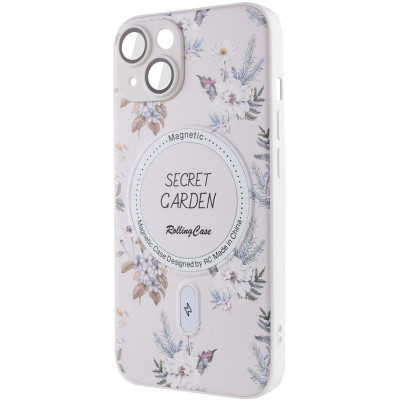 Накладка Secret Garden with Magnetic для iPhone 15 (6.1``)- білий Накладка Secret Garden with Magnetic для iPhone 15 (6.1``)- білий