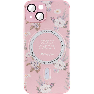 Накладка Secret Garden with Magnetic для iPhone 15 (6.1``)- рожевий Накладка Secret Garden with Magnetic для iPhone 15 (6.1``)- рожевий