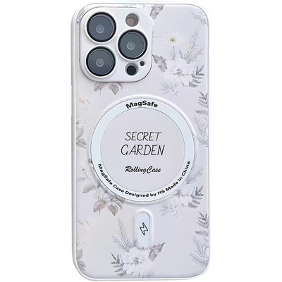 Накладка Secret Garden with Magnetic для iPhone 15 Pro (6.1``)- білий Накладка Secret Garden with Magnetic для iPhone 15 Pro (6.1``)- білий