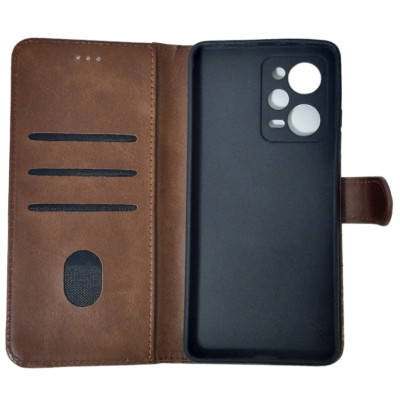 Чохол-книжка Leather Folio New для Xiaomi Redmi Note 12 Pro 5G / Poco X5 Pro 5G (магнітна застібка)- коричневий