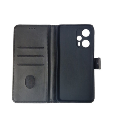 Чохол-книжка Leather Folio New для Xiaomi Redmi Note 12 Turbo / Poco F5 (магнітна застібка)- чорний