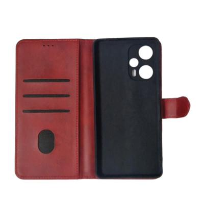 Чохол-книжка Leather Folio New для Xiaomi Redmi Note 12 Turbo / Poco F5 (магнітна застібка)- червоний