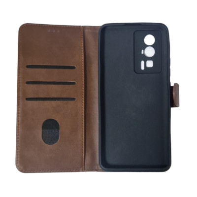 Чохол-книжка Leather Folio New для Xiaomi Poco F5 Pro (магнітна застібка)- коричневий