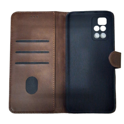 Чохол-книжка Leather Folio New для Xiaomi Redmi 10 (магнітна застібка)- коричневий