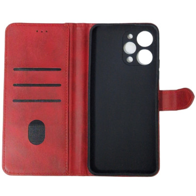 Чохол-книжка Leather Folio New для Xiaomi Redmi 12 (магнітна застібка)- червоний