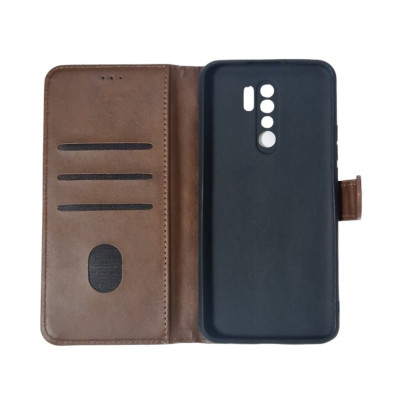 Чохол-книжка Leather Folio New для Xiaomi Redmi 9 (магнітна застібка)- коричневий