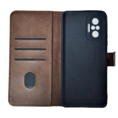 Чохол-книжка Leather Folio New для Xiaomi Redmi Note 10 Pro 4G (магнітна застібка)- коричневий