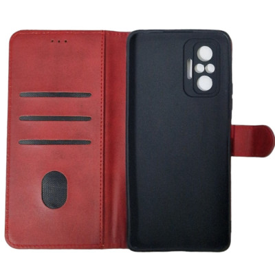 Чохол-книжка Leather Folio New для Xiaomi Redmi Note 10 Pro 4G (магнітна застібка)- червоний