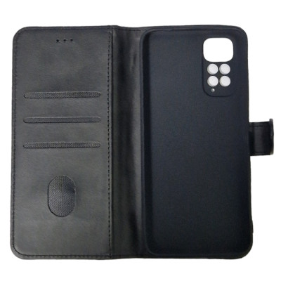 Чохол-книжка Leather Folio New для Xiaomi Redmi Note 11 4G / Note 11S (магнітна застібка)- чорний