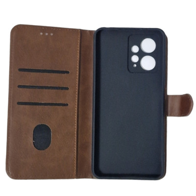 Чохол-книжка Leather Folio New для Xiaomi Redmi Note 12 4G (магнітна застібка)- коричневий