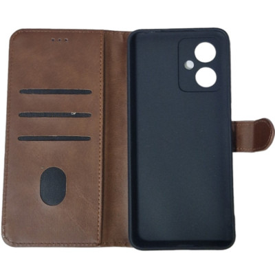 Чохол-книжка Leather Folio New для Xiaomi Redmi Note 12 5G/ Poco X5 5G (магнітна застібка)- коричневий