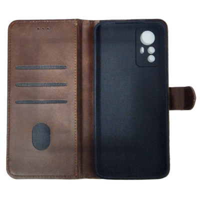 Чохол-книжка Leather Folio New для Xiaomi Redmi Note 12s (магнітна застібка)- коричневий