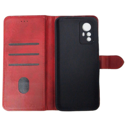 Чохол-книжка Leather Folio New для Xiaomi Redmi Note 12s (магнітна застібка)- червоний