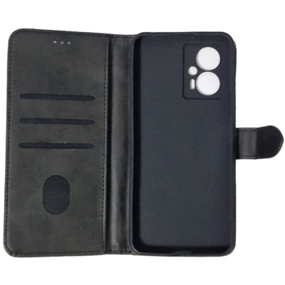 Чохол-книжка Leather Folio New для Xiaomi Redmi Note 12T Pro (магнітна застібка)- чорний