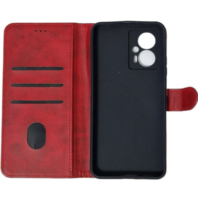 Чохол-книжка Leather Folio New для Xiaomi Redmi Note 12T Pro (магнітна застібка)- червоний