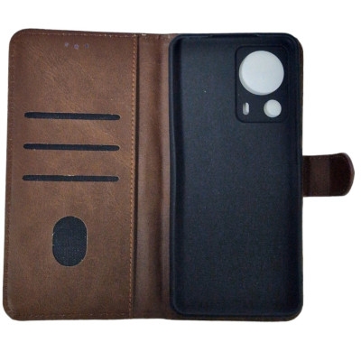 Чохол-книжка Leather Folio New для Xiaomi 13 Lite (магнітна застібка)- коричневий