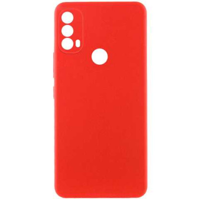 Накладка (з мікрофіброю) Silicone Cover Lakshmi Full Camera (AAA) для Motorola Moto E40 / Moto E30 / Moto E20- червоний
