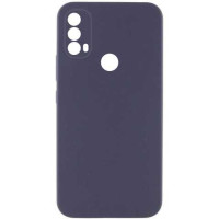 Накладка (з мікрофіброю) Silicone Cover Lakshmi Full Camera (AAA) для Motorola Moto E40 / Moto E30 / Moto E20- темно-синій