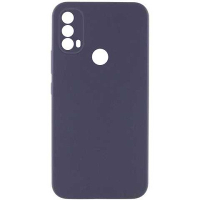 Накладка (з мікрофіброю) Silicone Cover Lakshmi Full Camera (AAA) для Motorola Moto E40 / Moto E30 / Moto E20- темно-синій